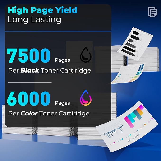 414X Toner Cartridges 4 Pack High Yield Replacement for HP 414X HP414X 414A for Color Laser Jet Pro MFP M479fdw M454dw M479fdn M454dn MFP M480f M455dn Toner, W2020X Black & Color Toner with Chip