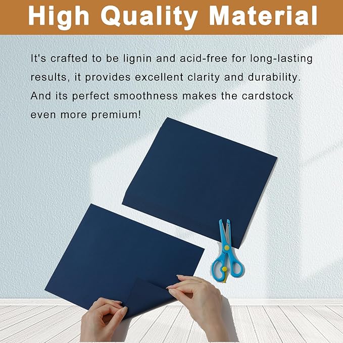 28 Sheets Navy Blue Cardstock 8.5 x 11 Scrapbooking Paper, 92lb Heavyweight Card Stock Printer Paper for DIY Making Cards, Greeting Cards, Wedding Invitations, Birthday, Menus