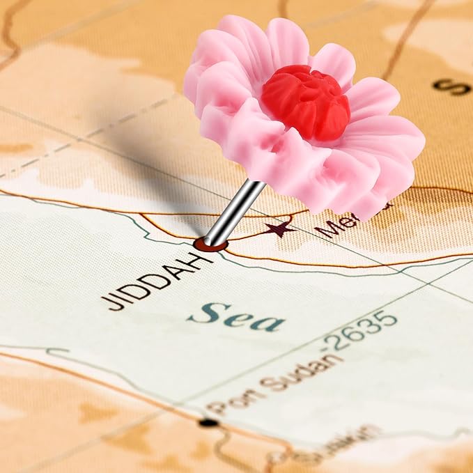 40Pcs Push Pins, Thumb Tacks for Bulletin Board, Flower Decorative Pins and Tacks, Cork Board Thumbtacks, Cute Thumbtack for Office Decorative