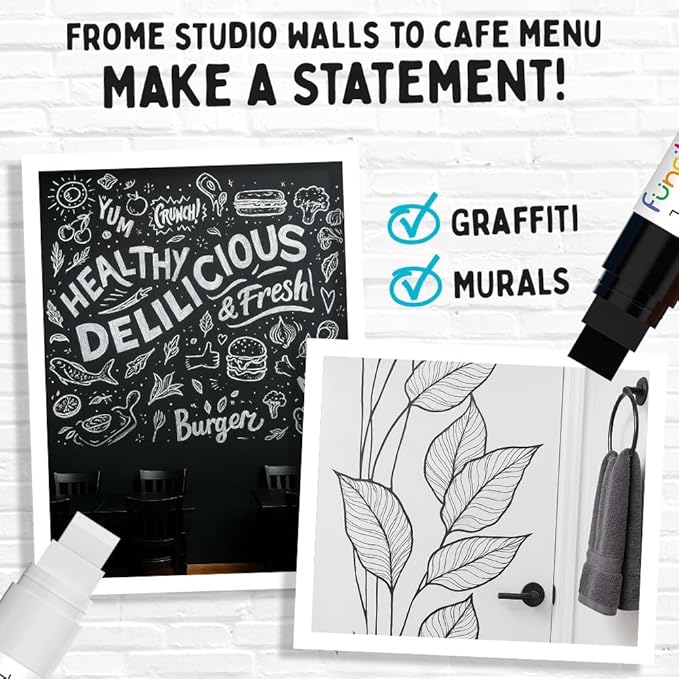 4 Jumbo Poster Markers (15mm, White, Black, Gold & Silver) | Fat Acrylic Paint Markers for Wood, Glass, Metal, Walls, Fabric - Large Thick Permanent Paint Pens for Signs, Board, Teachers