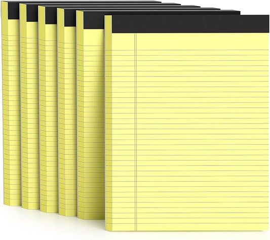 300 Sheets Yellow Legal Pads 8.5 x 11 College Ruled Paper 6-Pack Note Pads Narrow Ruled 50 Sheets per Notepad Perforated Writing Pad Durable Sturdy Back 8x11 Pads of Paper