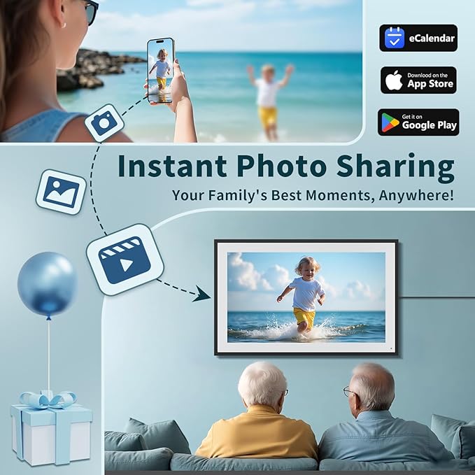 21.5 Inch Digital Calendar, WiFi Smart Electronic Calendar & Chore Chart, 1920 * 1080 IPS Touch Screen HD Display for Family Schedules, Streamline Household Organization, Wall Mount Included