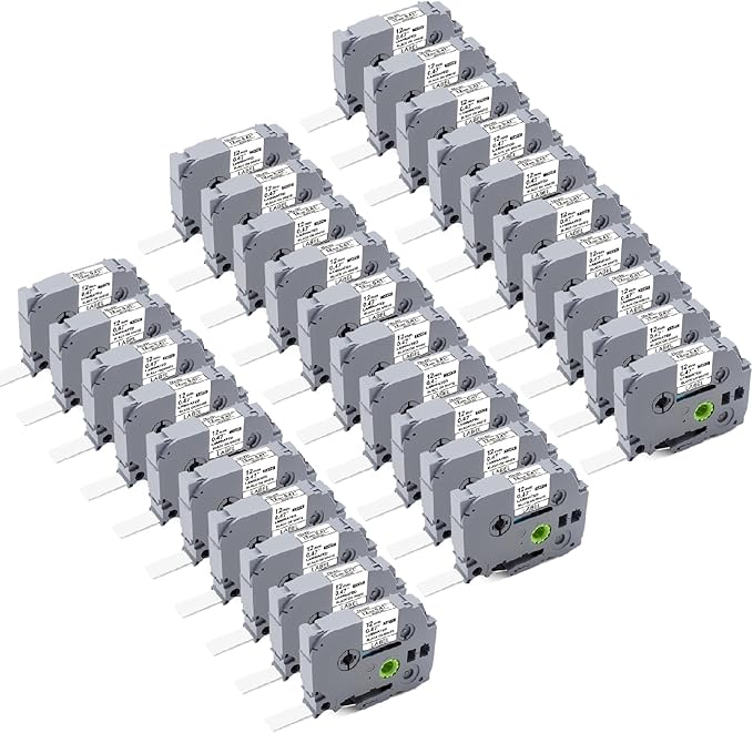 30PK Tz Tape 12mm 0.47 Laminated White Compatible with Brother P Touch Label Maker Tape 12mm 0.47 White Refill TZe-231 Label Tape for Brother P-Touch Label Maker PT-D210 PT-H110 PT-D220