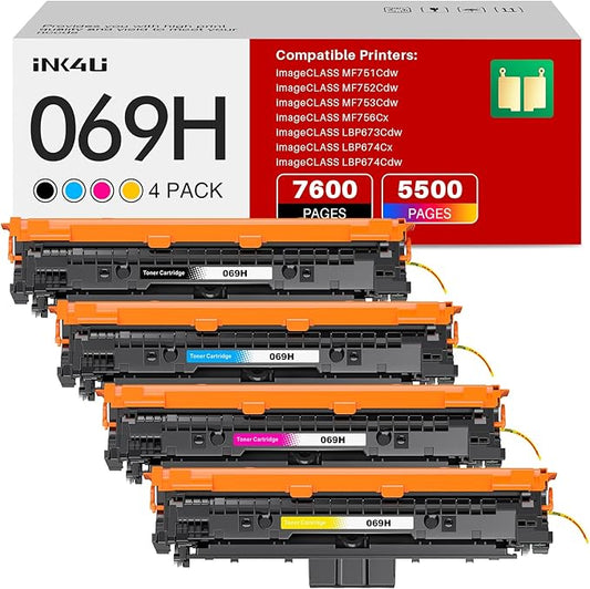 069H 069 Toner Cartridge Set Compatible Replacement for Canon 069H 069 Toner for Canon MF753Cdw Toner Cartridges imageCLASS MF751Cdw MF752Cdw LBP674Cdw LBP673Cdw Printer High Yield (4 Pack, B/C/M/Y)