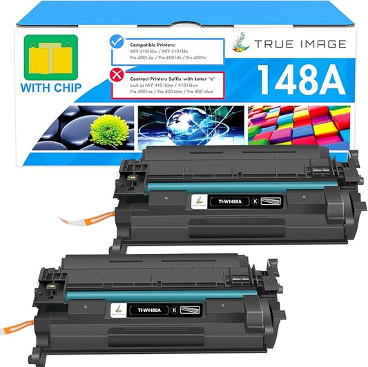 148A 148X Toner Cartridge Black Compatible Replacement for HP 148A 148X W1480X W1480A for HP Laserjet Pro 4001dw 4001dn 4001n MFP 4101fdw 4101fdn Printer Ink (with Chip) (2 Pack)