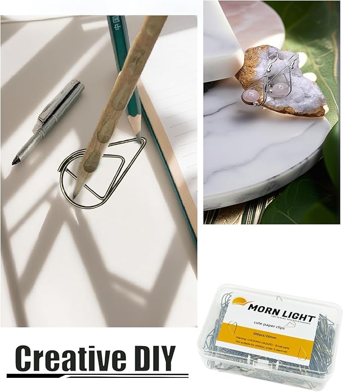 200 Pcs Teardrop Paper Clips Bulk,Stainless Steel Rust-Resistant Paperclips for Wedding Invitations, 3X Stronger Hold with Mirror Polish (Bronze, 1inch)