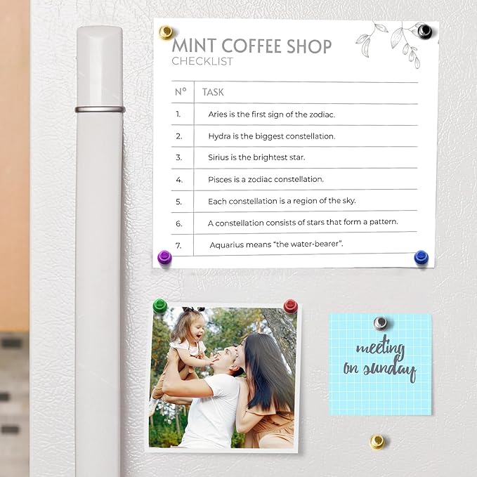 18 Pack Whiteboard Magnets Push Pins, Refrigerator Magnets Strong, Magnetic Clips Heavy Duty for Kitchen Decor and Accessories, Fridge, Crafts, Wall, Shopping List, Silver