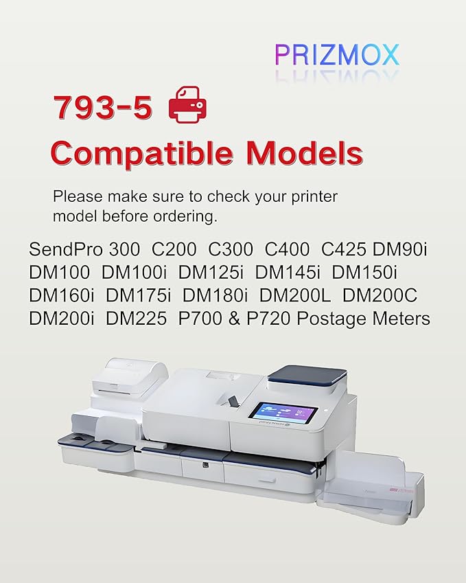 2-Pack 793-5 Red Fluorescent Ink Cartridge Replacement for Pitney Bowes 793-5 Red Ink for Postage Meters DM100i, DM125i, DM150i, DM175i, DM200L, DM225, SendPro 300, C200, C300, C400, C425, 35ml