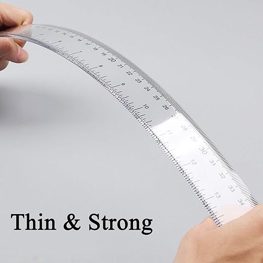 2 Pack Plastic Ruler Straight Ruler Clear See Through Measuring Acrylic Tool for Student School Office with Centimeters and Inches(6 Inch+12 Inch)