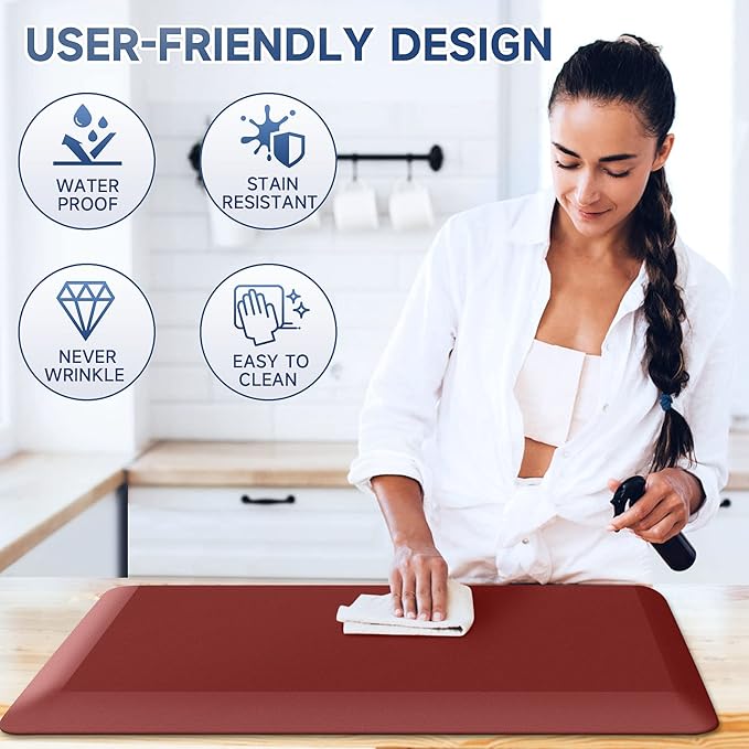 4/5 Inch Thick Kitchen Mats for Floor, StepRite Kitchen Rug for Standing Desk, Non-Slip, Thicker, Stain Resistant, Waterproof, Comfort Anti Fatigue Floor Mat for Home, Kitchen, Office - Red,70 * 24''