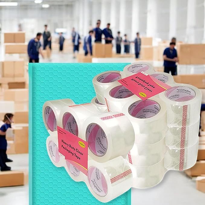 iMBAPrice 3-Inch Clear Packing Tape, 24 Rolls Extra Wide Shipping & Packing Tape (3" x 110 yard/330' Each) - Moving & Adhesive Carton Sealing for Office and Storage