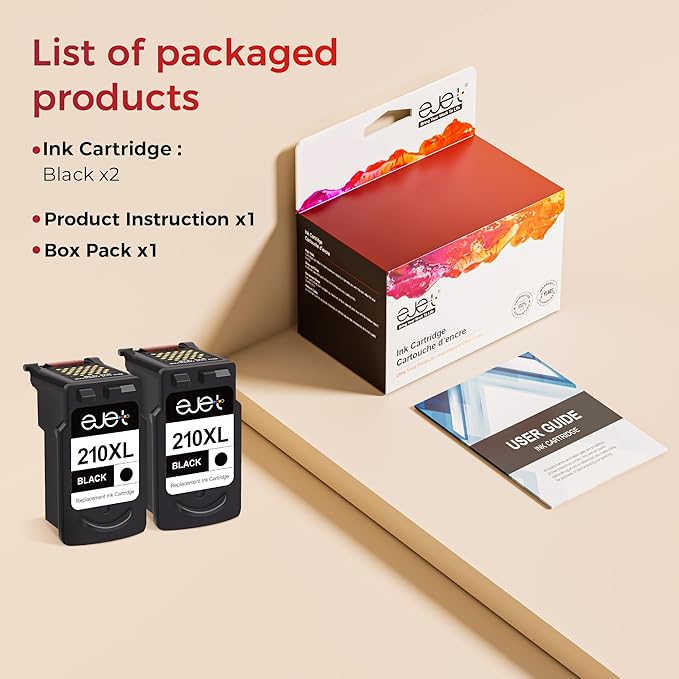 210XL Black Ink Cartridge Remanufactured Replacement for Canon 210XL Black Ink Cartridge 210 XL for Canon PIXMA IP2702 IP2702 MP230 MP250 MP270 MP280 MP480 MP490 MP495 MX320 MX330 MX340 MX410(2 Pack)