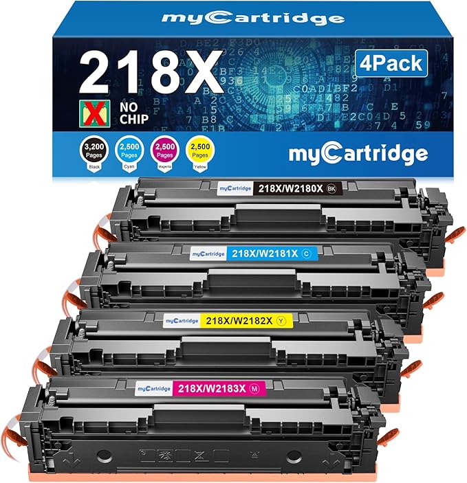 218X Toner Cartridges 4 Pack High Yield Compatible Replacement for HP 218X 218A for Color Laserjet Pro 3201dw MFP 3301fdw 3301cdw 3301sdw Printer Ink W2180X W2180A (BCMY, 4-Pack)