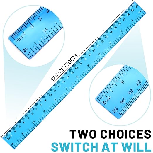 30 Pack Clear Ruler Plastic Rulers 12 Inch Transparent Assorted Color Kids Ruler Bulk for School with Centimeters Millimeter and Inches, Measuring Tools for Student School Office Home