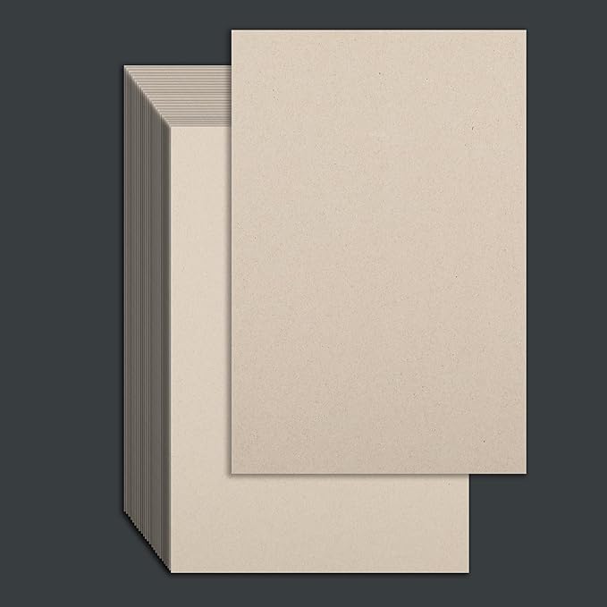 25 Pcs Book Board, Binder Board, Cover Board, Heavy Duty Chipboard for Book Binding, DIY Cardboard (Gray, 5.5 x 8.5 Inch 80PT)