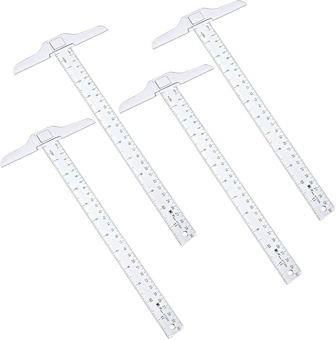 12 Inch/ 30 cm T-Square Ruler Plastic Transparent T-Ruler for Drafting and General Layout Work (4)
