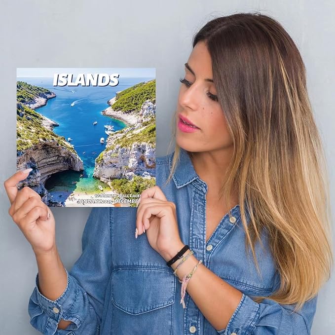 2025 Wall Calendar,Islands Monthly Wall Calendar, 12" x 24" Open,Family Planner Calendar,Home & Office Organizer,Hangable