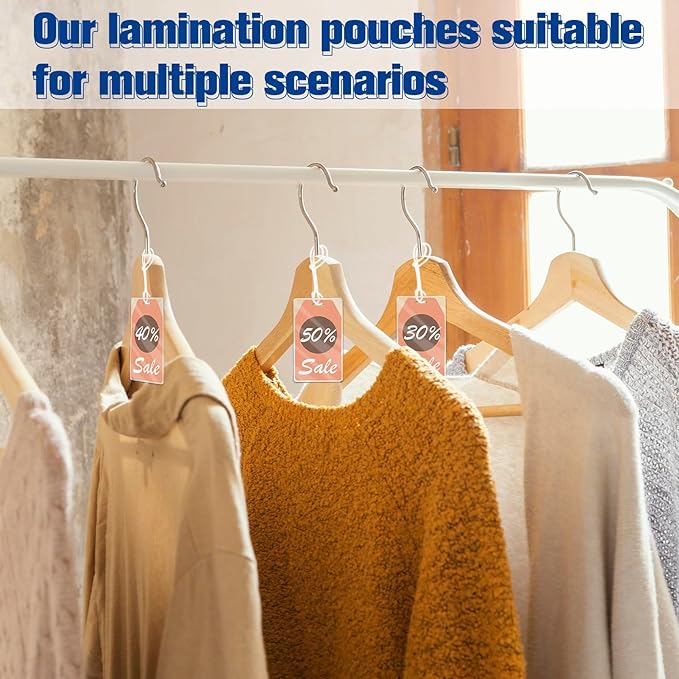 100 Pack 5 Mil Laminating Pouch with Clear Loop 2 1/2" x 4 1/4" Luggage Tag Laminating Pouches with Slot Hole Thermal Laminate Pouch Tags Kit Resealable for Work Permits Pass Cards Student ID Cards