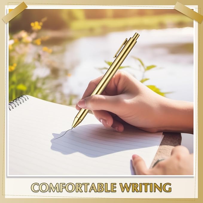 15 Pcs 30 Pcs Gold Slim Ballpoint Pens Bulk Golden Retractable Black Ink Medium Point (0.5mm) Smooth Metallic Color Writing Ballpoint Pens for Wedding Bridal Shower Business Office (Classic Style)