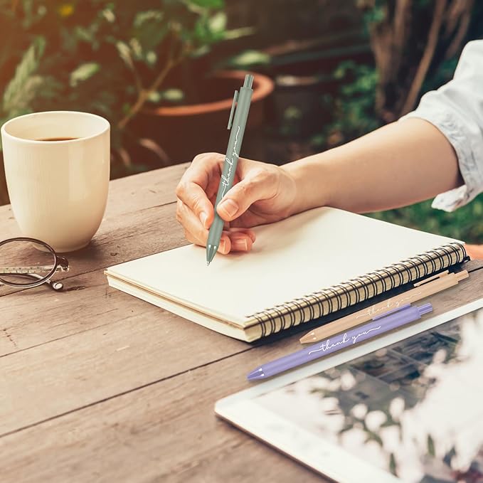 30pcs Thank You Pens Bulk Cute Multicolor Ballpoint Pen for Men Women Server Accessories Employee Holiday Appreciation Gifts for Teacher Office Back to School Party Favor (Bright Colors)