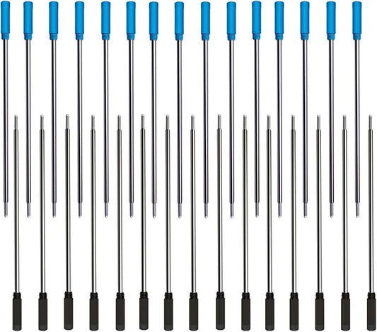 4.5” Replaceable Ballpoint Pen Refills, 30 Pack Smooth Writing Ballpoint Refills for Cross Style Pen (Black and Blue Ink Refills)