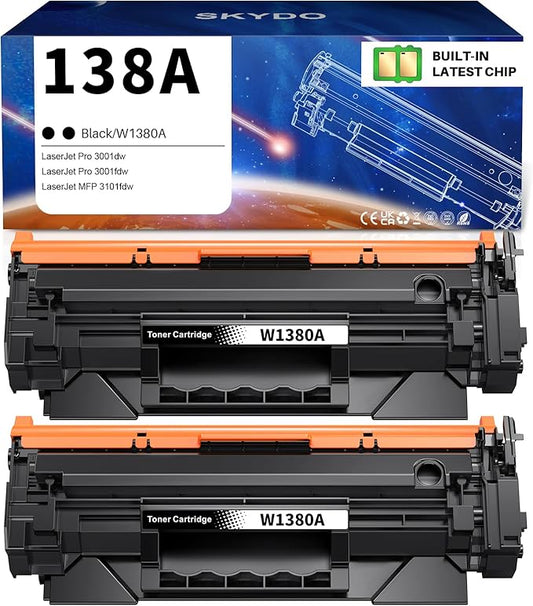 138A Toner Cartridge Replacement for HP 138A 138 A 138X 138 X Toner Cartridge ( with Chip ) Use for HP Laserjet Pro 3001dw 3001fdw MFP 3101fdw (2 Black)