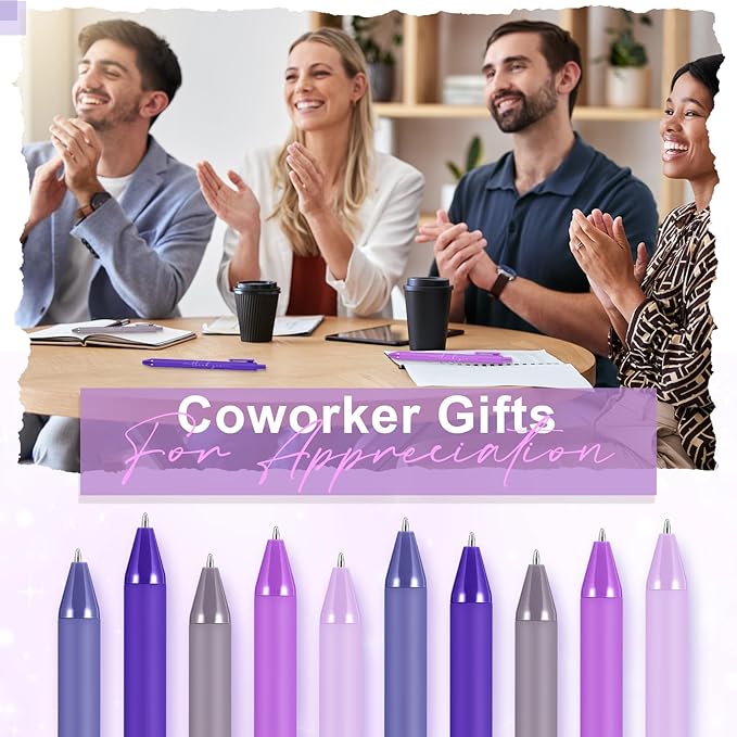 30pcs Thank You Pens Bulk Cute Multicolor Ballpoint Pen for Men Women Server Accessories Employee Holiday Appreciation Gifts for Teacher Office Back to School Party Favor (Purple)