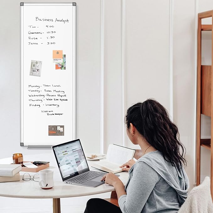 36" x 12" Magnetic White Board, Long Whiteboard Wall Hanging Vertical Board, to-do List Narrow Mini Small Portable Dry Erase Board for Walls