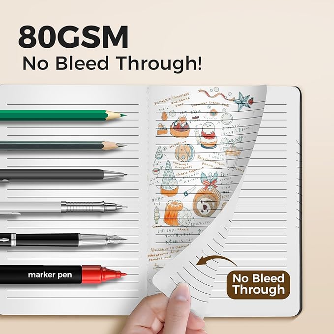 12 Pack College Ruled Notebook Journals Bulk, Lined Paper, 60 Page, 5.5x8.3 inch, A5, Travel Journal Set for Travelers, Students, Church, Office, Writing Diary Subject Notebooks Planner, Black