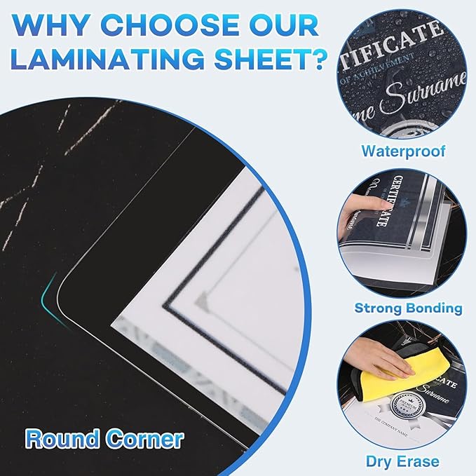 200 Pack Laminating Sheets, 3 mil, 8.9" x 11.4" Thermal Laminating Pouches Lamination Sheet Paper for Laminator, Clear, Letter Size, Office and School Supplies
