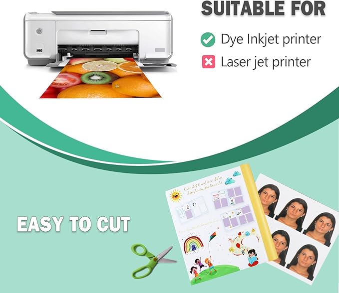 36lb Glossy Photo Paper, 8.5x11, Letter Size, Thin Glossy Photo Paper for Chip Bags, Inkjet, 100 Pack