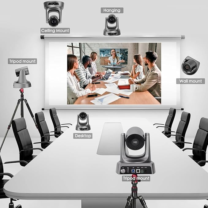 10X PTZ Conference Webcam with 3G-SDI/HDMI/USB Output, 1080P PTZ Live Streaming Camera for Church, Education, Conference Room Camera Attached Remote Control Work with Zoom, Skype, OBS