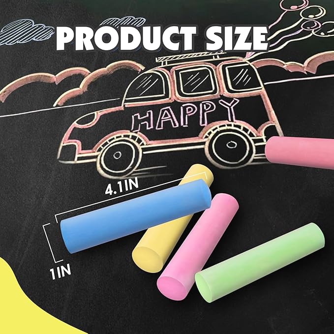 200 Pcs Sidewalk Chalk Set in 20 Assorted Colors, Non-Toxic Washable Bulk Chalk for Outdoor Ativity, School Chalkboard and Playground