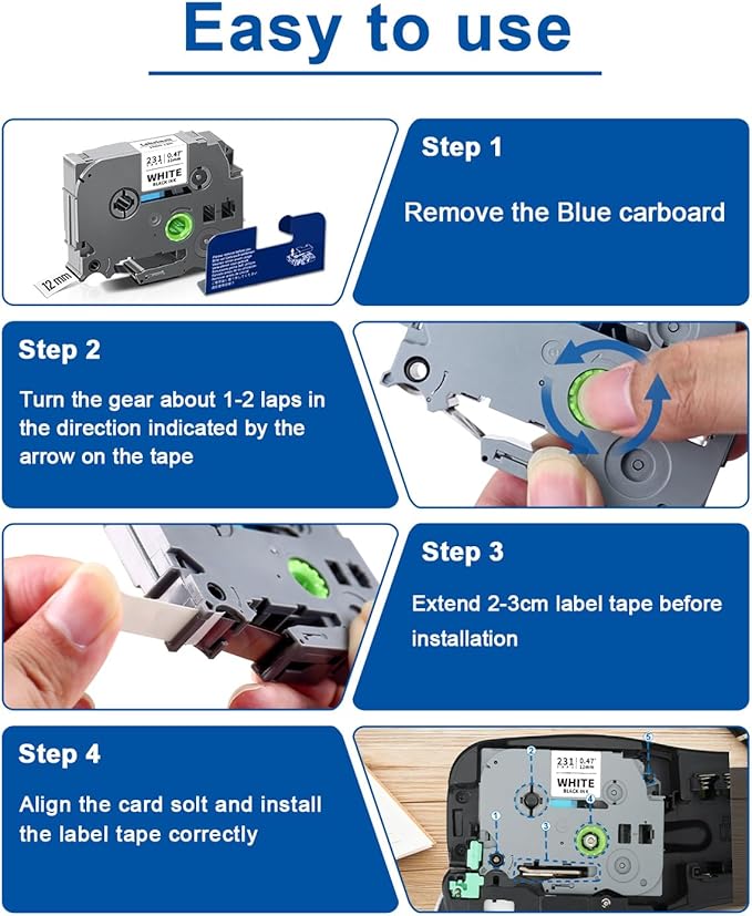 3-Pack TZe-111 Tape Compatible for Label Maker Tape Clear 6mm 0.23 Inch Label Tape TZe111 TZ-111 Black on Clear Refills for P Touch PT-H110 D220 D200 D210 H103W 1280 1290
