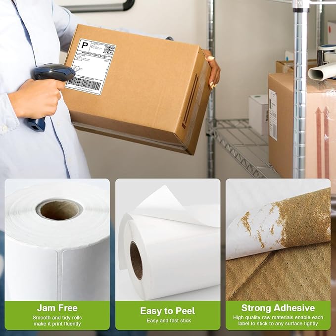 2" x 1" Direct Thermal Label, Paper for Barcodes Postage Address Perforated & Compatible with Rollo, Zebra, Munbyn, Nelko Printers(12 Rolls, 1300 Labels/Roll)