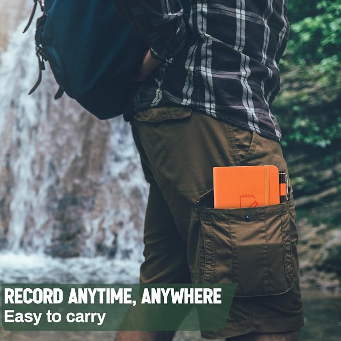 3 Packs Waterproof Notebook 4" x 6" Stone Paper Notebook All-weather Small Pocket Notepad A6 Steno Pads Rain Waterproof Notepad for Woodworker Outdoor Wild Hiking(Brown, Green, Orange)