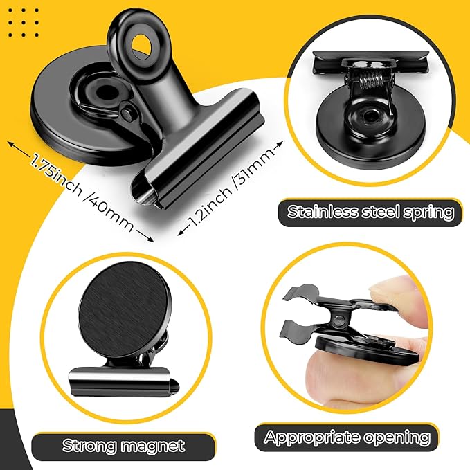 20 Pack Magnetic Clips, Fridge Magnets Refrigerator Magnets, Black Magnet Clips for Whiteboard, Clip Magnets for Photo Displays, Home, Office, Classroom