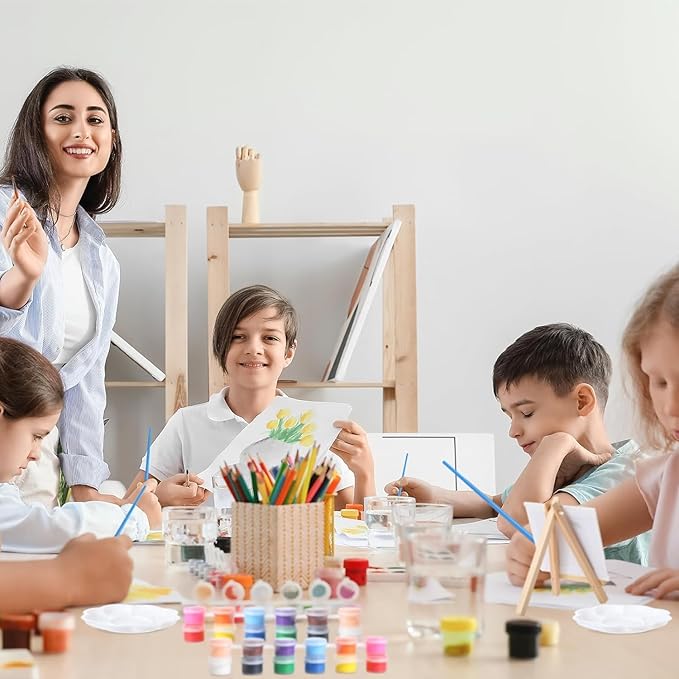 20 Pack Mini Acrylic Paint Set,12 Color Acrylic Paint Strips with 40Pcs Painting Brushes for Kids&Adults, 280 PCS Kids Paint Set Container Strips Storage for Home Classroom Party Favors Easter Gifts