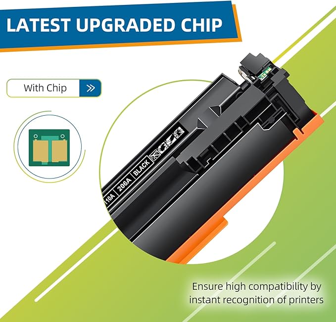 206A Black Toner Cartridges(with Chip) Compatible with 206A Toner Cartridges W2110A, Working for Color Laser Jet Pro MFP m283fdw M283cdw M255dw M283 Printer(2 Pack, Black)