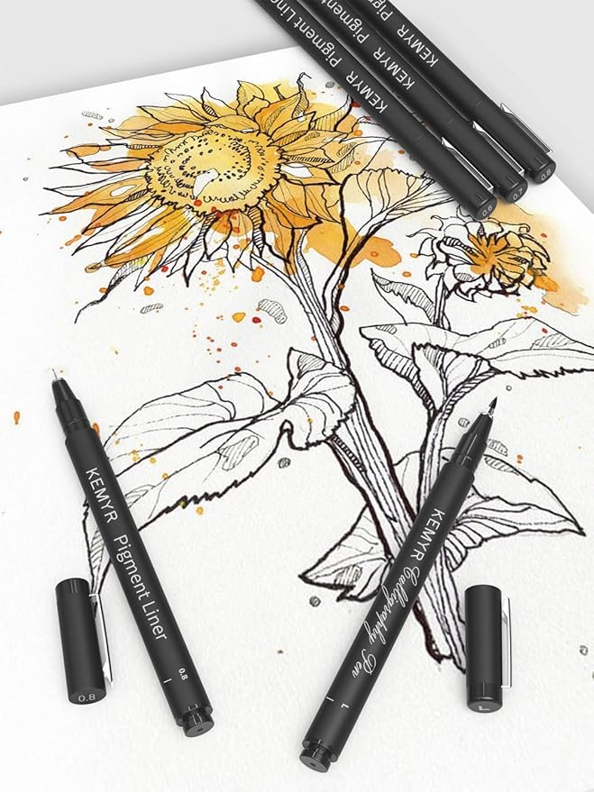 4 Micro Fine liner Drawing Art Pens Calligraphy Pens: 2.0mm Size Black Art supplies Waterproof Archival Black Ink Markers For Artists,Use for Professional Watercolor,Sketching