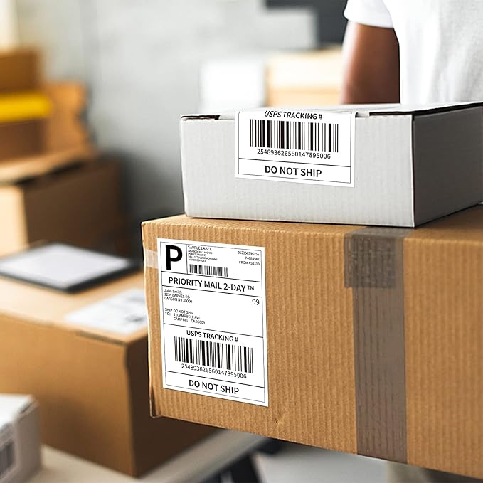 1000 Fanfold 4"x6" Direct Thermal Shipping Address Labels, (500 Labels/Stack) Paper Label for Direct Thermal Printer MUNBYN, JADENS, BEEPRT, ASprink, Nelko, Phomemo, for UPS USPS