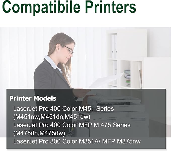 305A Black,Cyan,Magenta,Yellow Toner Cartridges 4 Pack for HP Laserjet Pro 400 Color M451dn M451nw M451dw MFP M475dw M475dn Pro 300 M375nw Toner