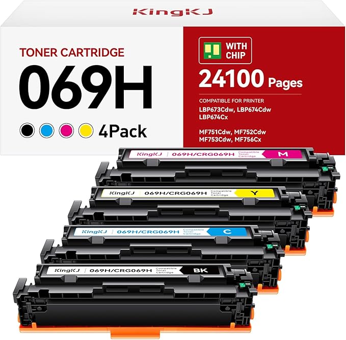 069 069H Toner Cartridge Set High Capacity 4-Pack Compatible for Canon 069H 069 for Color imageclass MF753Cdw MF751Cdw LBP674Cdw LBP674C MF750C LBP673Cdw LBP674Cx MF752Cdw MF756Cx Printers lnk Black