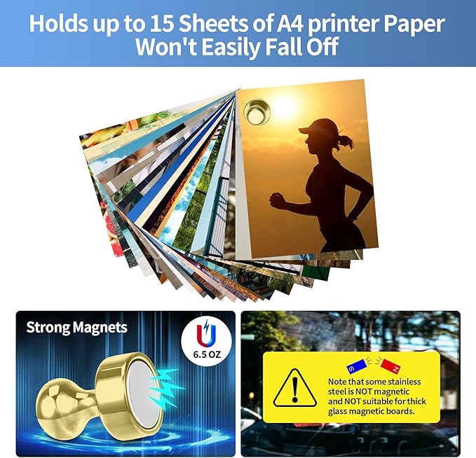 20Pack Gold Fridge Magnets for Whiteboard Small Refrigerator Magnets Office Magnets for Refrigerator Whiteboard Billboard in Kitchen Classroom School