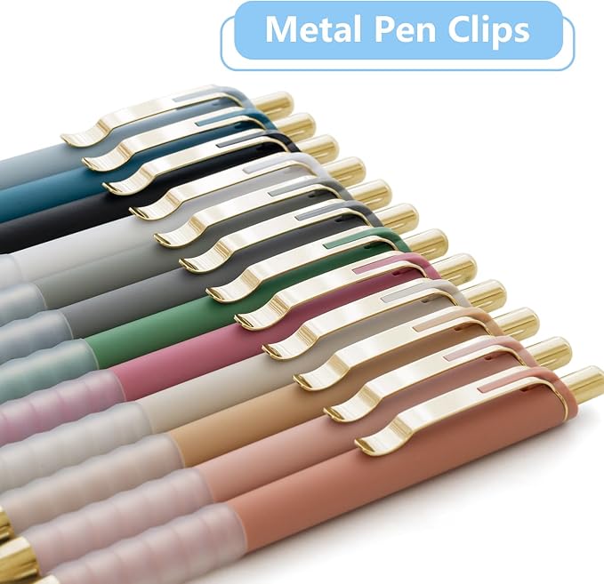 1.0mm Ballpoint Pens Retractable Cute Black Ink Pens with Silicone Grip Smooth Writing Suitable for Office, Note-taking (12 pcs)