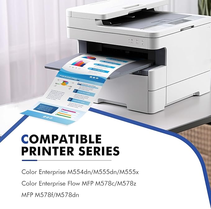 212A 212X Toner Cartridges 4-Pack Compatible for HP 212A 212X W2120A W2120X Toner Work for HP Color Laserjet Enterprise M555dn M554dn M555x M555 M554 MFP M578 Series Printer Ink (New Version-BK/C/Y/M)