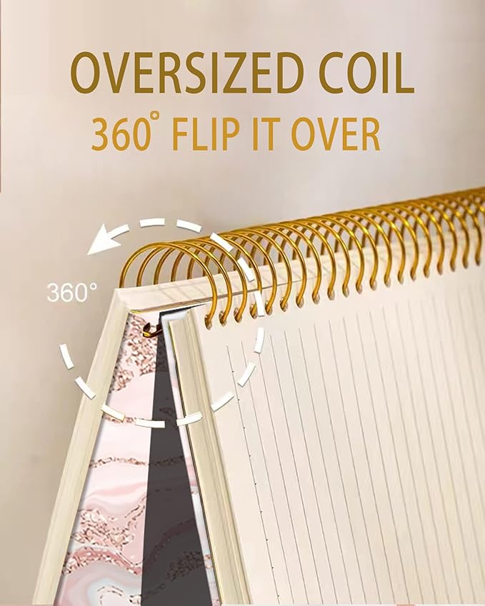 iampanda Spiral Journal Notebook,Strong Twin-Wire Binding with Premium Paper for Girl Women,60 Sheets A5 College Ruled Notebook/Journal,Perfect for School Office Home Gifts,Modern Rose Gold Glitter