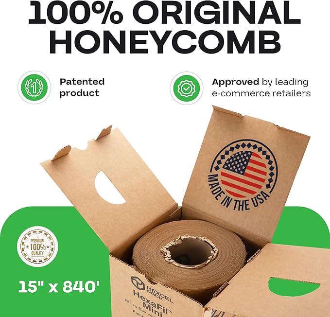IDL Packaging HexaFil Honeycomb Packing Kraft Paper 15" x 840' in Self-Dispensed Box (Pallet of 60) - Patented Cushioning Box Filler for Void Filling, Moving, Shipping - Alternative to Bubble Plastic