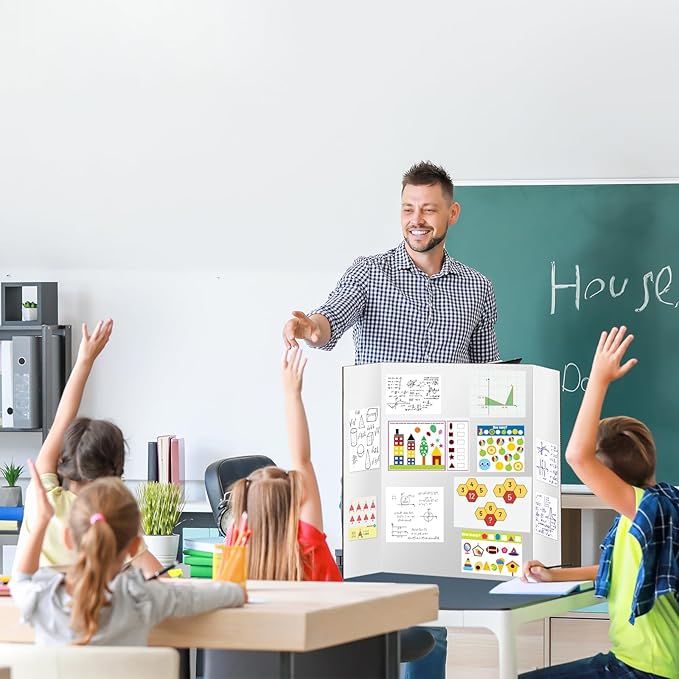 10 Pack Trifold Poster Board 48" X 36", IKAYAS Double Sided White Tri-fold Poster Boards, Science Fair Display Boards Posterboard Foamboard for Mounting, Art, Display, Projects Classroom Supplies
