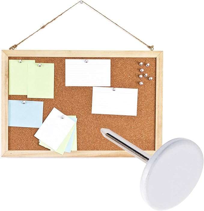 100Pcs Flat Head Upholstery Tacks Home Furniture Decor Tacks Upholstery Nails Flat Push Pins Flats Thumb Tacks White (11mmx17mm)